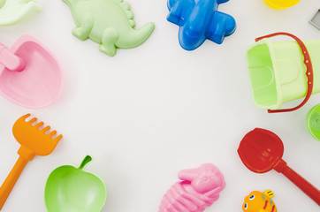 Flat lay beach toys for kids