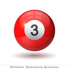 Billiard snooker pool ball with number.