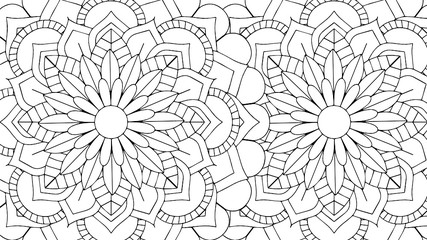 Black and White Mandala Pattern Decorative Ornament in Ethnic Oriental Style Unusual Flower Shape for Web Design Print Tattoo Coloring Book