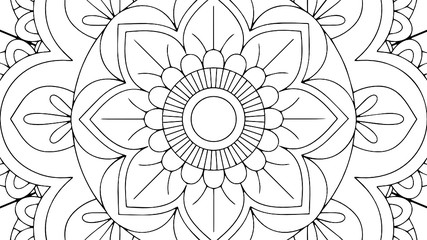 Black and White Mandala Pattern Decorative Ornament in Ethnic Oriental Style Unusual Flower Shape for Web Design Print Tattoo Coloring Book