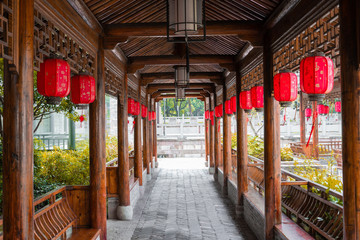 Red lanterns at Tianyi Pavilion in Ningbo, China