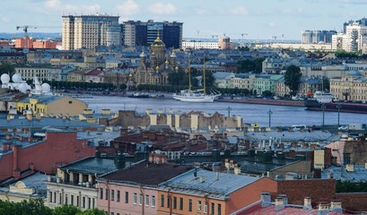 View from the height of Vasilievsky island in St. Petersburg