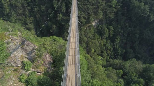 Aerial view of Tibetan Bridge Carasc, Sementina, Switzerland