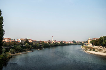 View of bridge and river Verona Italy