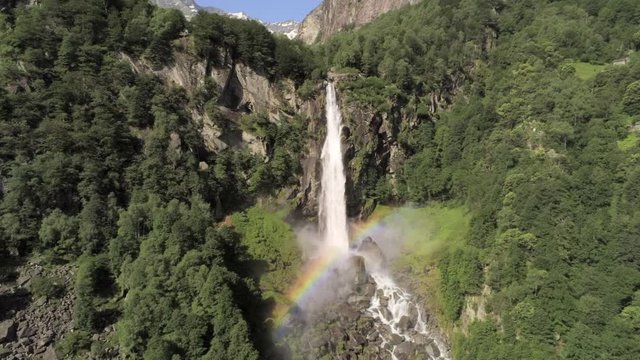 Aerial view of Foroglio waterfall, Switzerland
