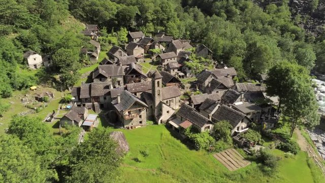 Aerial view of Foroglio, Switzerland
