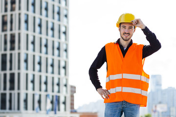 Medium shot portrait of smiling architect looking at camera