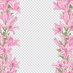 Fototapeta na wymiar Vector square template with lilies for social networks