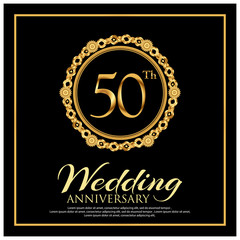 50 years anniversary golden. anniversary template design for web, game ,Creative poster, booklet, leaflet, flyer, magazine, invitation card - Vector