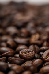close up view of delicious fresh textured coffee grains