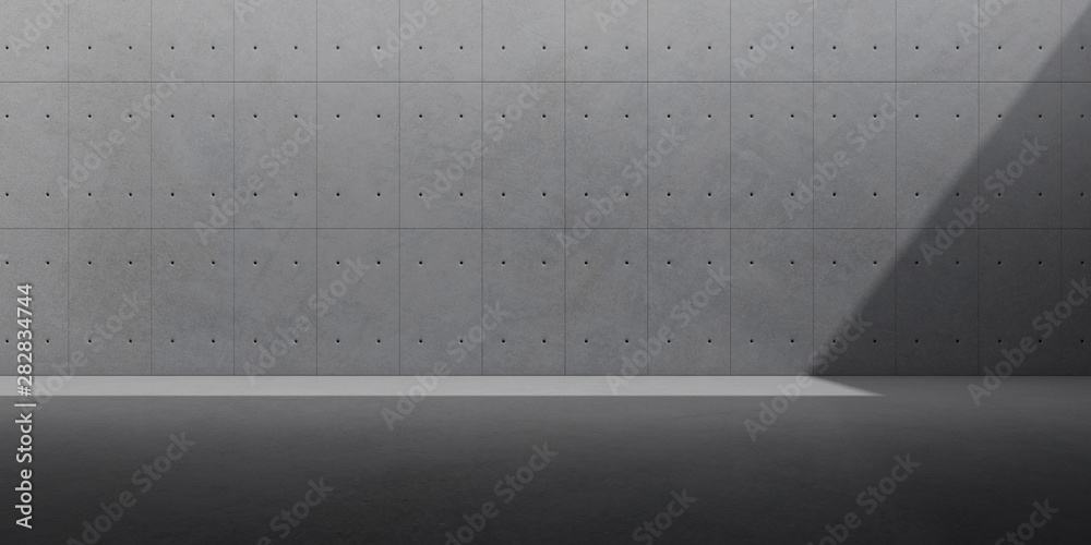 Poster abstract of concrete interior with sun light cast the shadow on the wall ,geometric structure design
