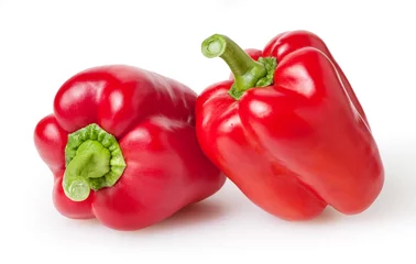 Foto op Canvas Fresh red bell peppers isolated on white background with clipping path © Da-ga