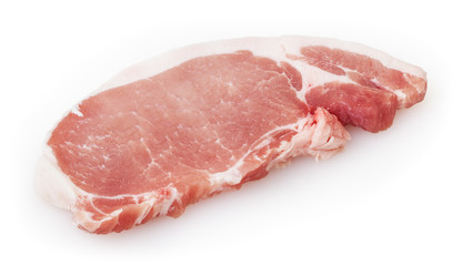 Raw pork meat isolated on white background with clipping path