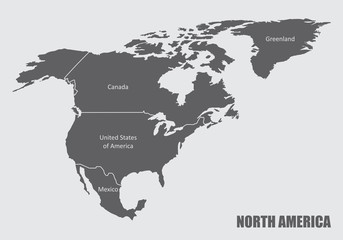 Fototapeta premium The Northe America map with countries borders and labels
