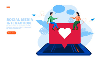 social media interaction, chat and like