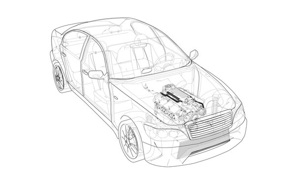 Concept car. Vector rendering of 3d