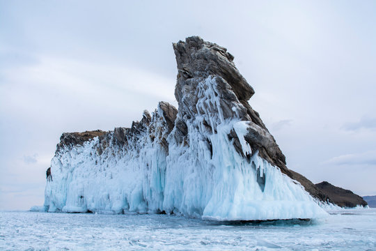 Rock island in Lake Bikal, Russia, landscape photography
