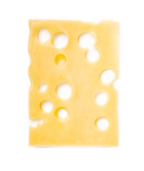 Slice of cheese isolated on white