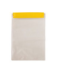 Transparent dry bag or sack for outdoor activities isolated on white background