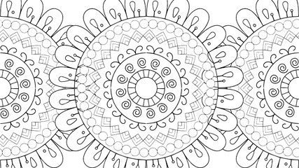 Black and White Mandala Pattern Decorative Ornament in Ethnic Oriental Style Unusual Flower Shape for Web Design Print Tattoo Coloring Book
