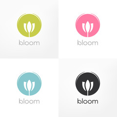 Ellegant flower sign/logo design. Vector illustration.