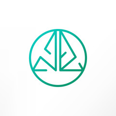 Abstract triangle sign design. Letters 're' monogram. Vector image.