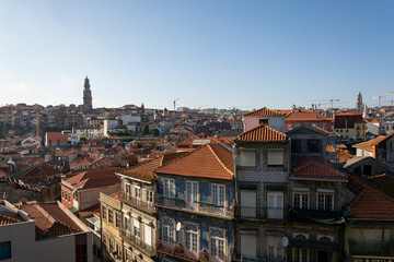 Fototapeta na wymiar View of Porto city, with old building and Clérigos tower