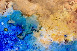 Yellow Ochre with Blue watercolor Background