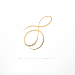 Calligraphic logo design. Combination of a peach and letter J. Vector image.