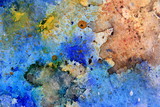 Yellow Ochre with Blue watercolor Background