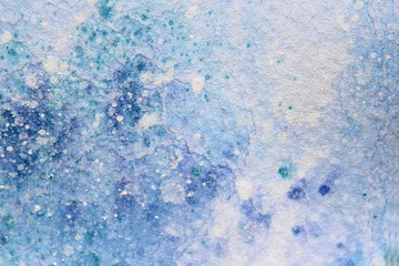 Snow Watercolor on Blue Background