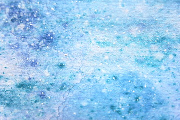 Fototapeta na wymiar Snow Watercolor on Blue Background
