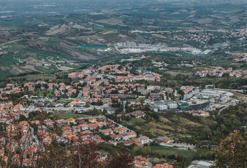 Fototapeta na wymiar Aerial view of mountains in San Marino
