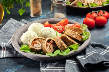 Pork rolls stuffed with mozzarella