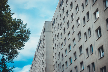 plattenbau building at east berlin, germany