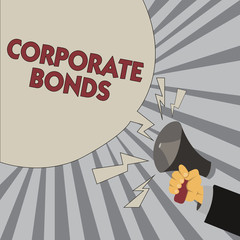 Writing note showing Corporate Bonds. Business photo showcasing corporation to raise financing for variety of reasons.