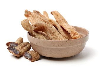 Gastrodia elata on white background