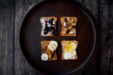 Breakfast with different variations of toast