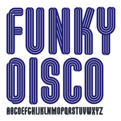 Vector funky tall upper case English alphabet letters collection, can be used as logo design element for event companies.