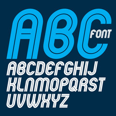 Obraz premium Set of vector rounded bold capital alphabet letters made with white lines, can be used in poster creation for social or commercial announcement