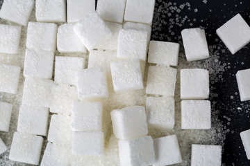 Background of sugar cube. Top view