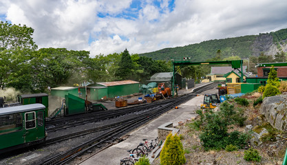 A view of the railway yard of Llanberis station on the Mount Snowdon Railway line