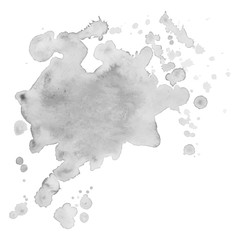 Abstract isolated gray vector watercolor splash. Grunge element for paper design.