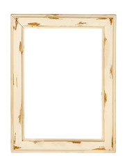 isolated wooden frame on white background. Simple frame