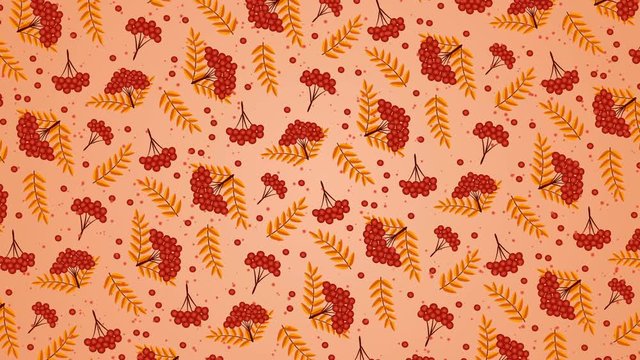 Viburnum background pattern with berries and leaves