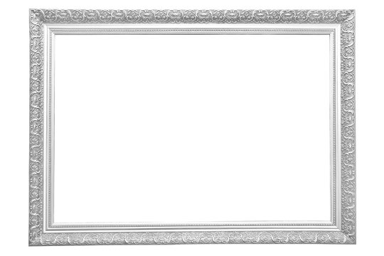 antique iron ancient frame isolated on white background. Old metal border