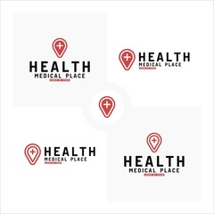 Medical Place or Health or Hospital or Location Logo Design Vector