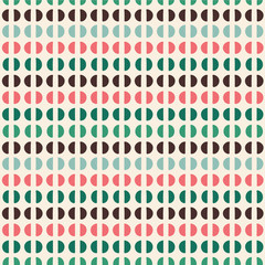 Hand drawn semi circles abstract seamless pattern. Vector abstract background in retro colours.