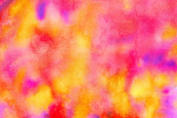 Abstract bright colorful watercolor background. Hand-painted texture, watercolor painting, splashes, drops of paint, paint smears. Design for backgrounds, wallpapers, covers and packaging