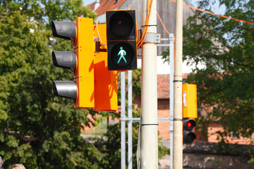 Baustellenampel auf rot geschaltet,Verkehrszeichen , Nürnberg, Deutschland, Europa